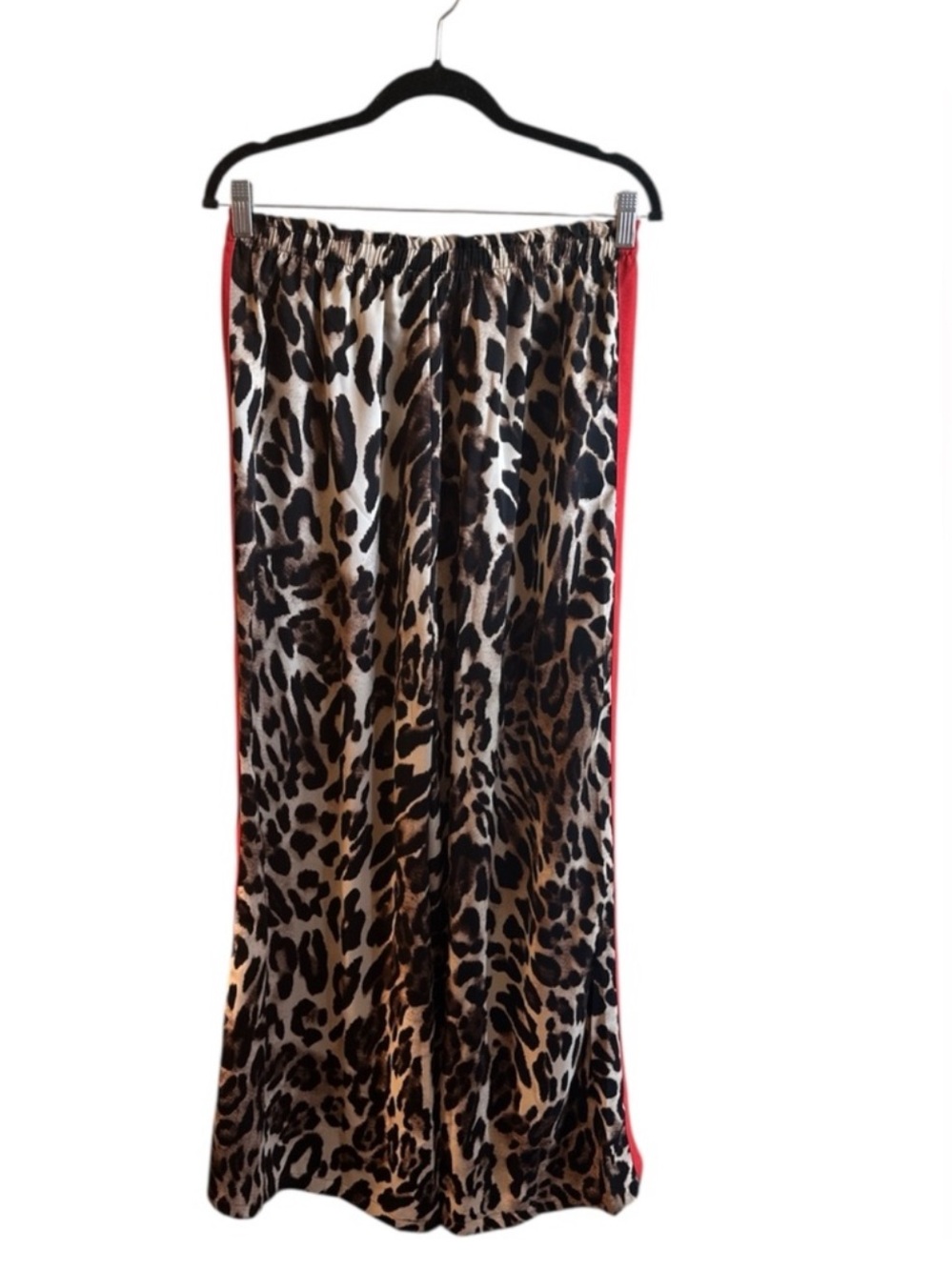 Q2 Wide Leg Pants Size Large Brown Black Leopard Print High Rise Relaxed Fit New - Picture 7 of 9